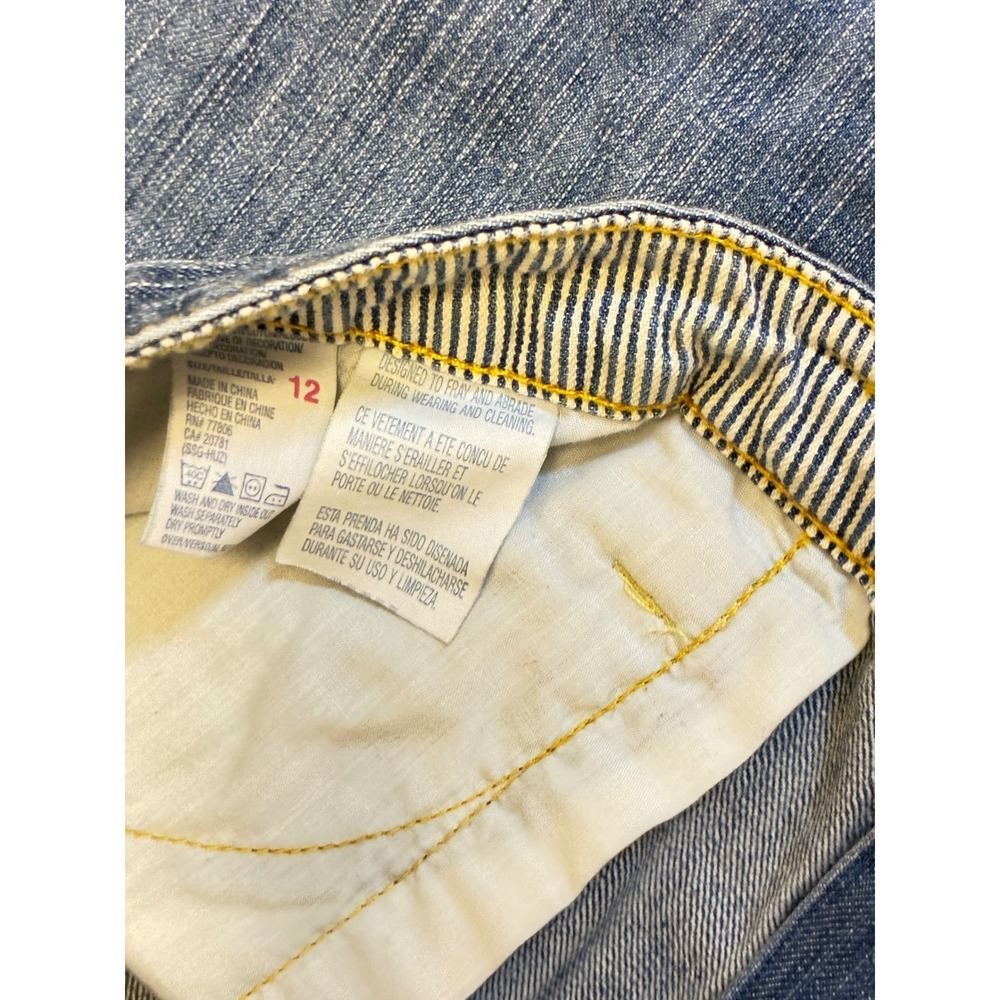 Tommy Hilfiger Denim Mini Skirt Medium Wash Distressed Y2K Size 12 - Picture 2 of 7